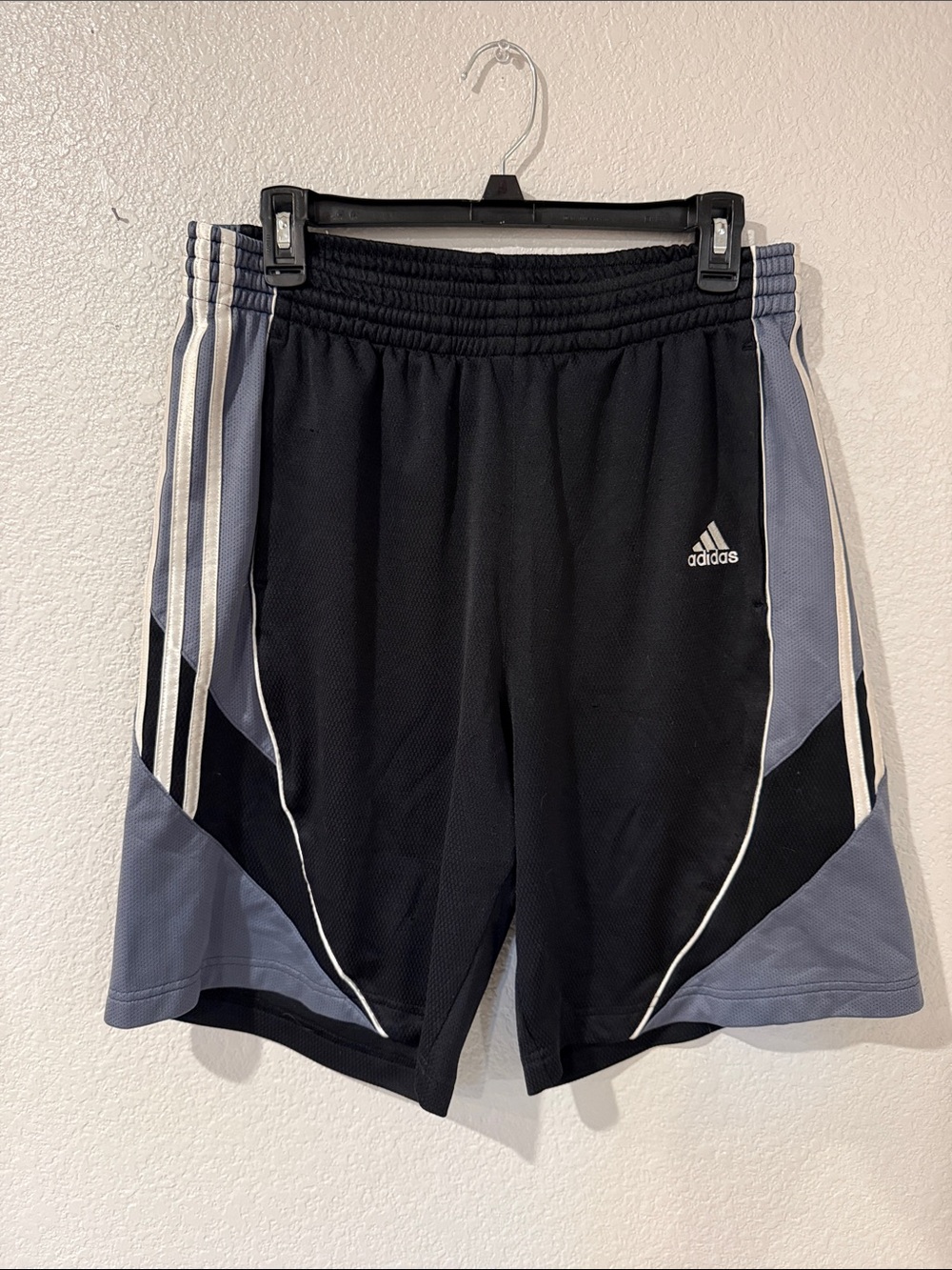 adidas Men’s Black and Gray Athletic Shorts with White Accents